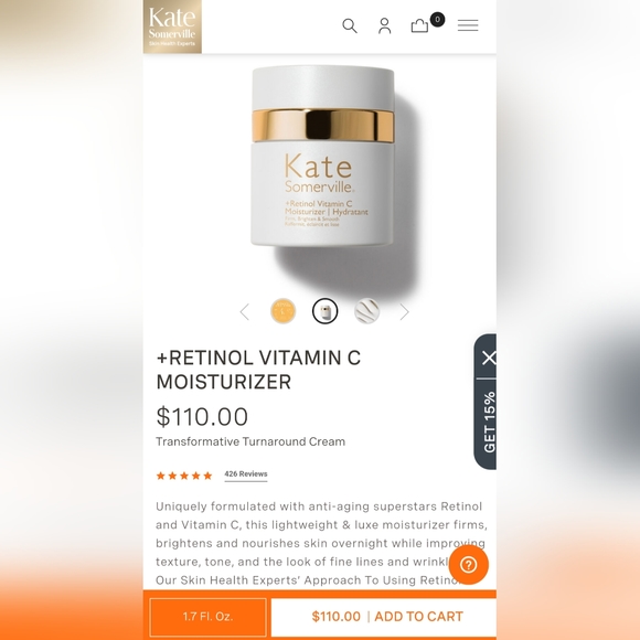 Kate Somerville +Retinol Vitamin C Moisturizer Deluxe Sample Size 8ml NWT - Picture 6 of 7